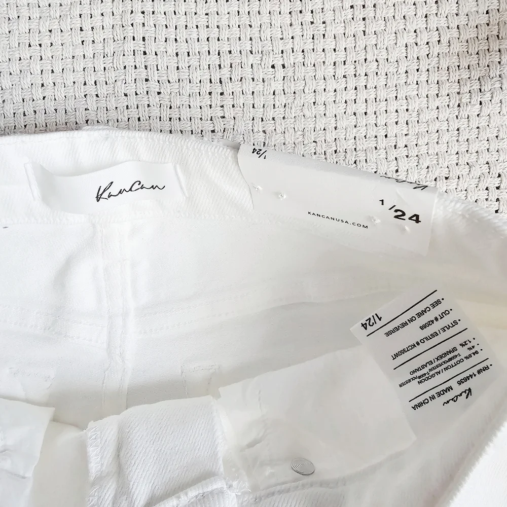 KanCan High Rise Slim Straight Fit Denim Jeans Stretch Distressed White 1/24 NEW - Picture 9 of 13